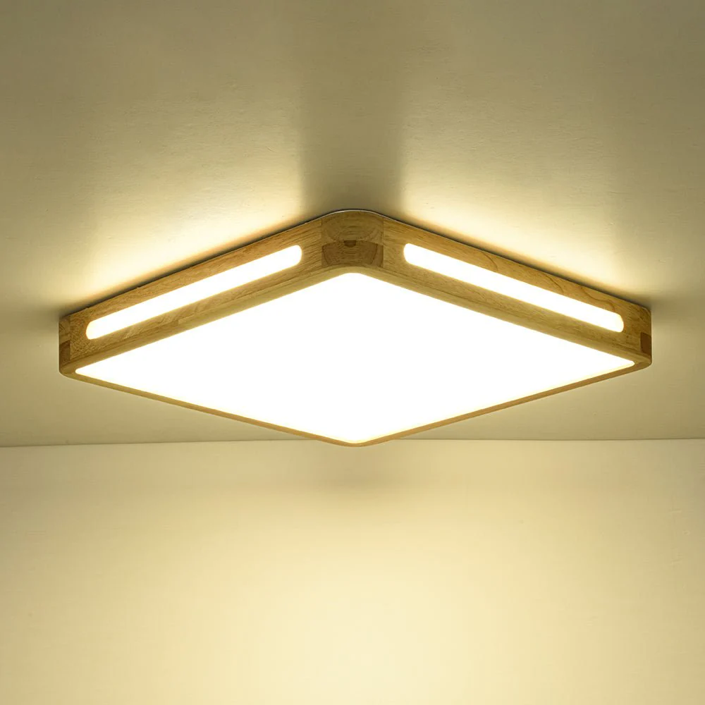 Scandinavian Wooden Dimmable LED Square Flush Mount - Image 15