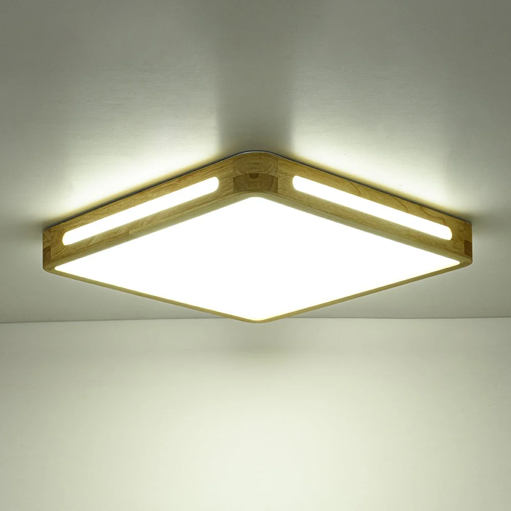 Scandinavian Wooden Dimmable LED Square Flush Mount - Image 16