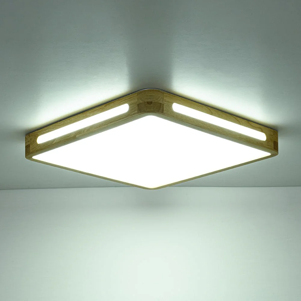 Scandinavian Wooden Dimmable LED Square Flush Mount - Image 17