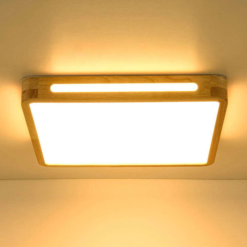Scandinavian Wooden Dimmable LED Square Flush Mount - Image 18