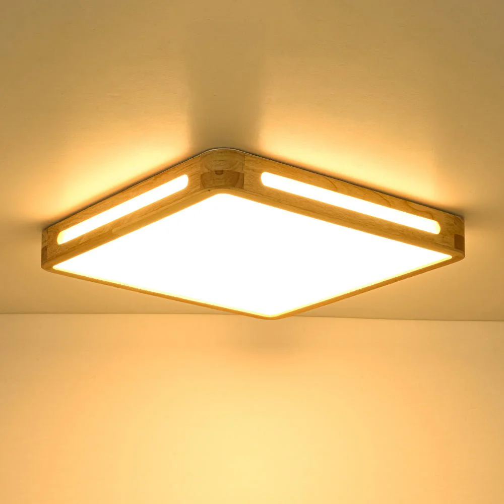 Scandinavian Wooden Dimmable LED Square Flush Mount - Image 19
