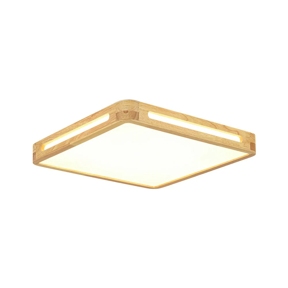 Scandinavian Wooden Dimmable LED Square Flush Mount - Image 3
