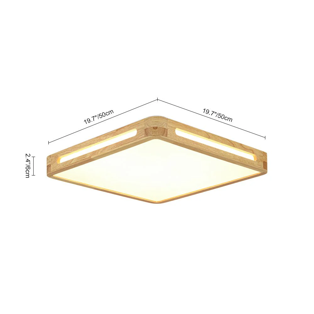 Scandinavian Wooden Dimmable LED Square Flush Mount - Image 4