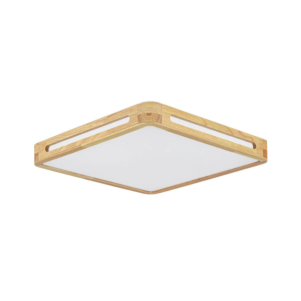 Scandinavian Wooden Dimmable LED Square Flush Mount - Image 5