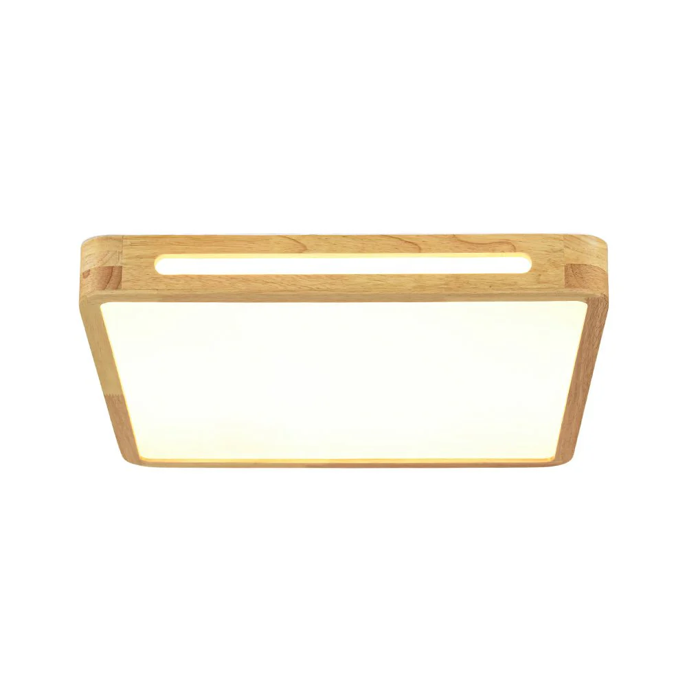 Scandinavian Wooden Dimmable LED Square Flush Mount - Image 6