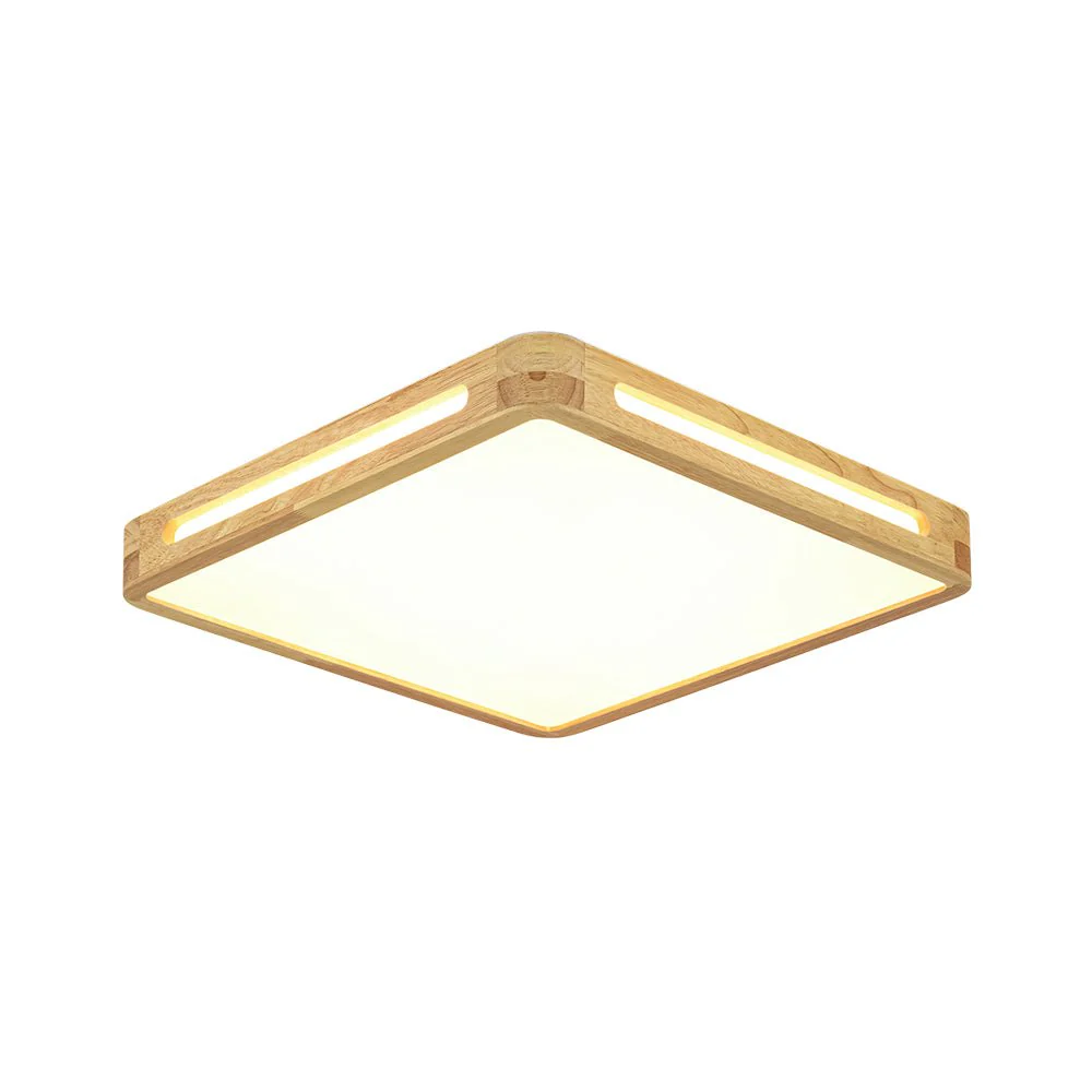 Scandinavian Wooden Dimmable LED Square Flush Mount - Image 7