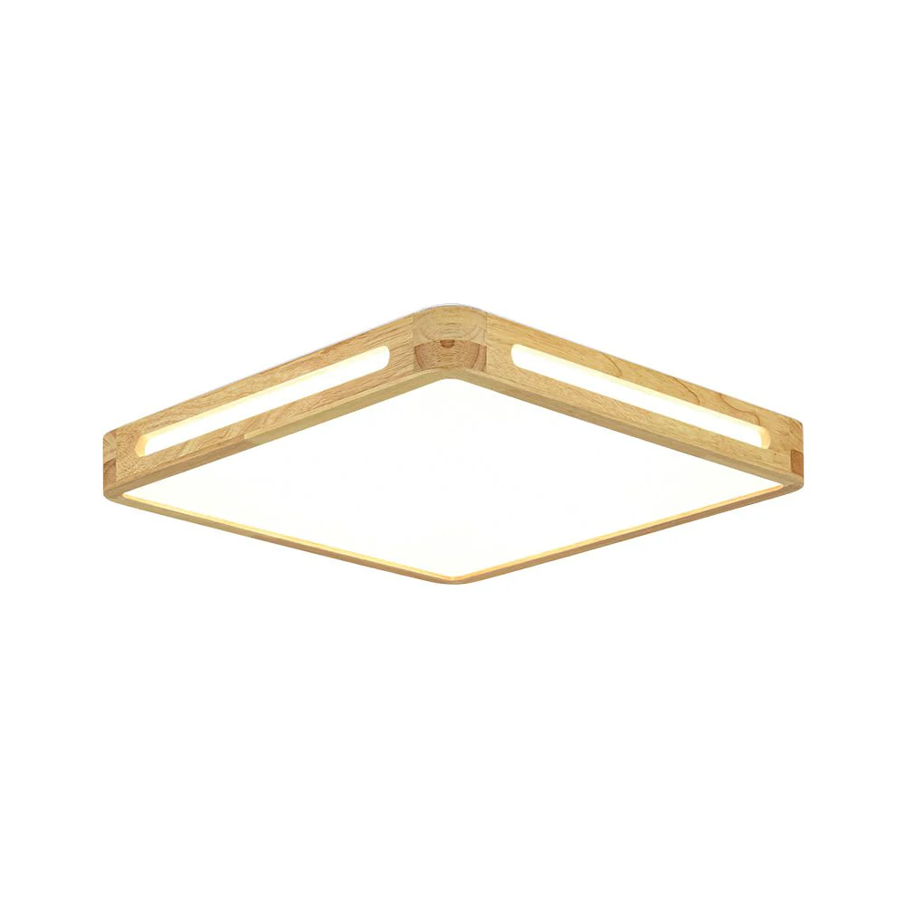 Scandinavian Wooden Dimmable LED Square Flush Mount - Image 8