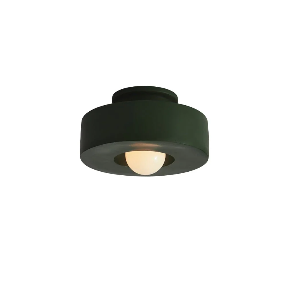 Scandinavian Minimalist Red Velvet Round Single Ceiling Light - Image 10
