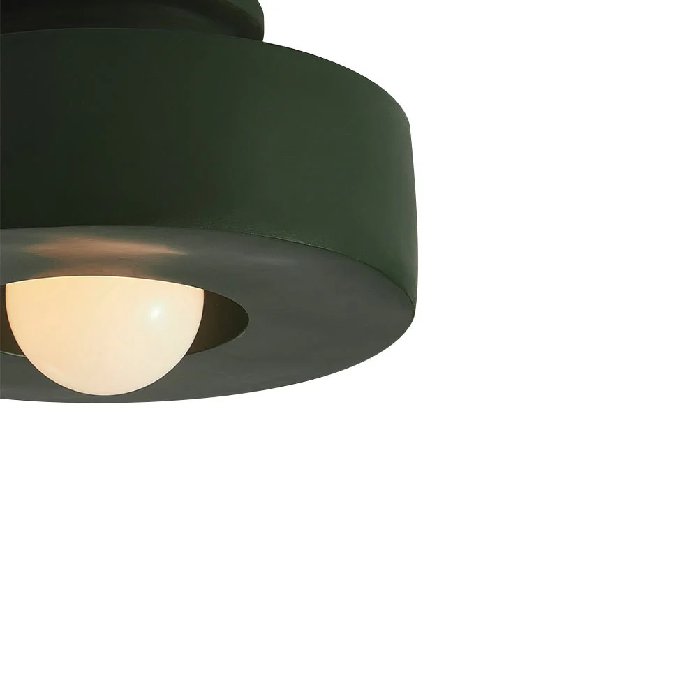 Scandinavian Minimalist Red Velvet Round Single Ceiling Light - Image 11