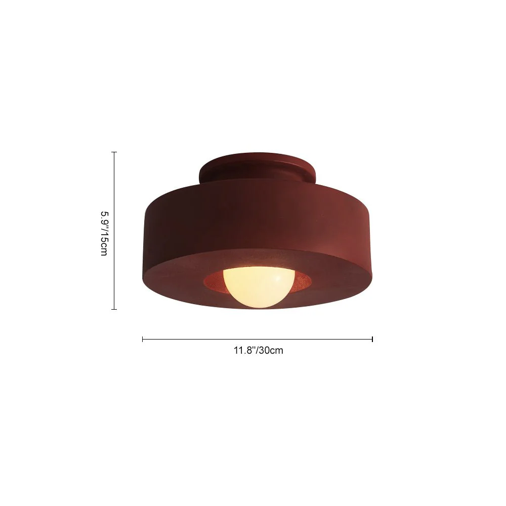 Scandinavian Minimalist Red Velvet Round Single Ceiling Light - Image 14