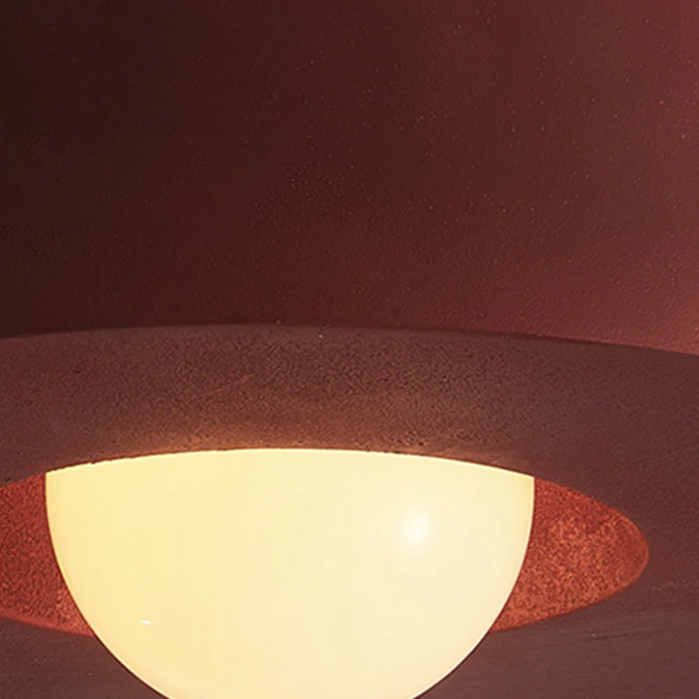 Scandinavian Minimalist Red Velvet Round Single Ceiling Light - Image 7