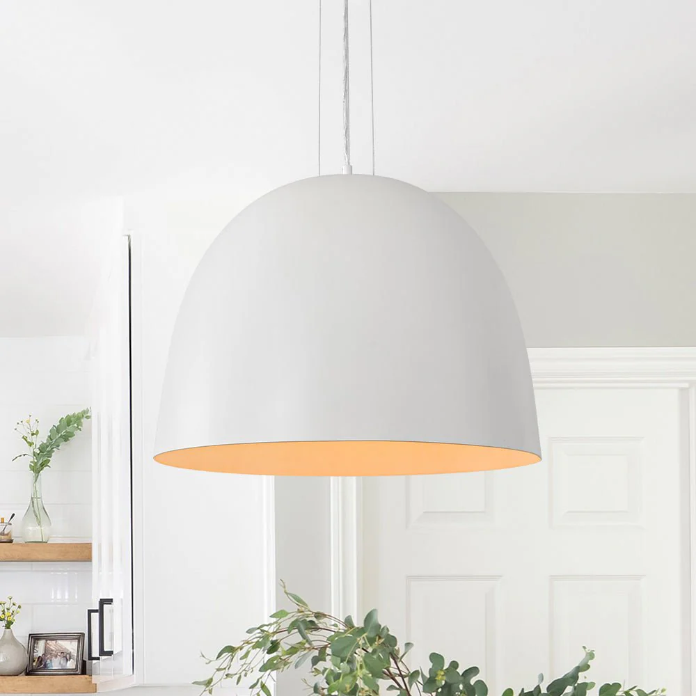 Scandinavian Oversized Iron White Bell Dome Pendant Light - Image 2