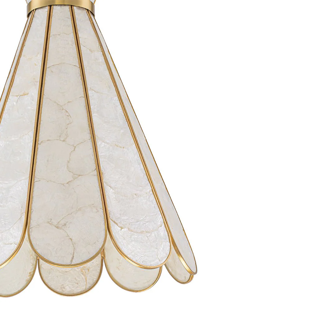 Sculptural Bloom 1-Light Brass Capiz Shell Glass Pendant - Image 14