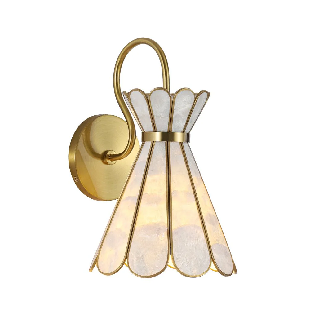 Sculptural Bloom 1-Light Brass Capiz Shell Glass Wall Sconce - Image 10