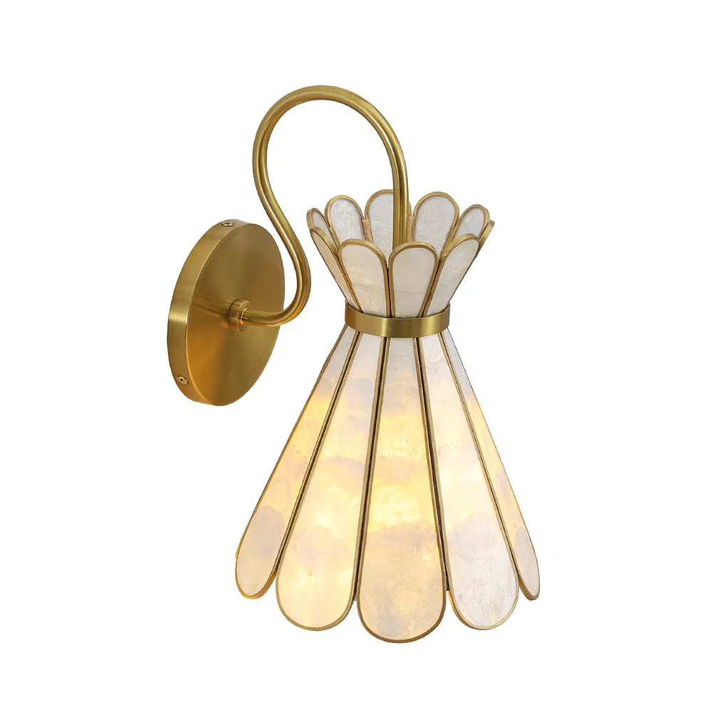Sculptural Bloom 1-Light Brass Capiz Shell Glass Wall Sconce - Image 12
