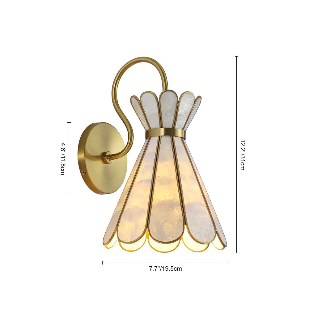 Sculptural Bloom 1-Light Brass Capiz Shell Glass Wall Sconce - Image 13