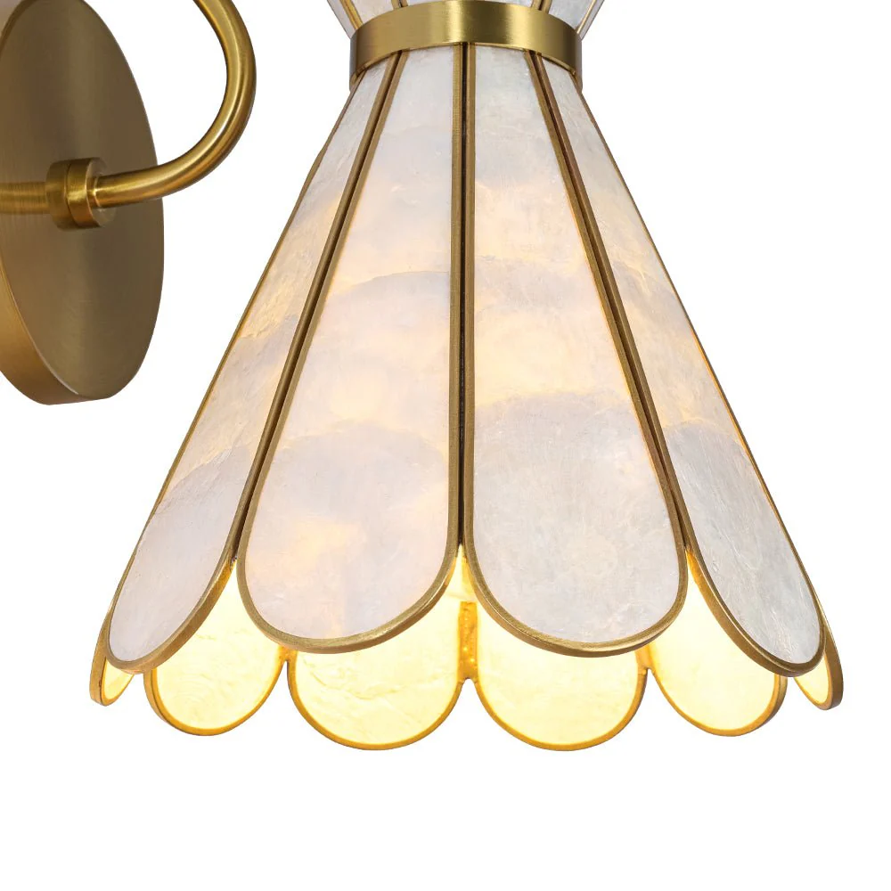 Sculptural Bloom 1-Light Brass Capiz Shell Glass Wall Sconce - Image 16
