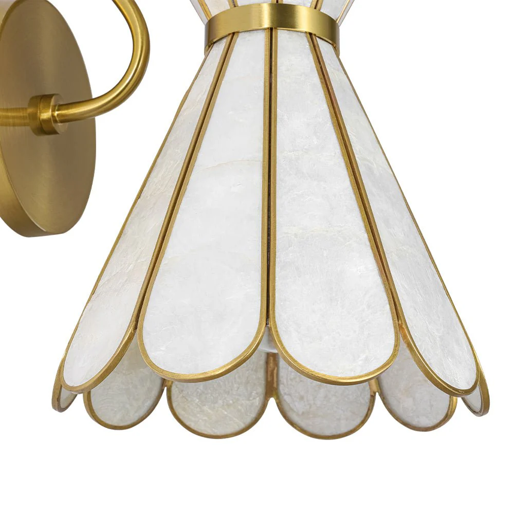 Sculptural Bloom 1-Light Brass Capiz Shell Glass Wall Sconce - Image 17