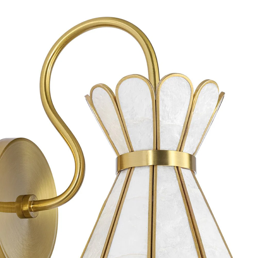 Sculptural Bloom 1-Light Brass Capiz Shell Glass Wall Sconce - Image 18