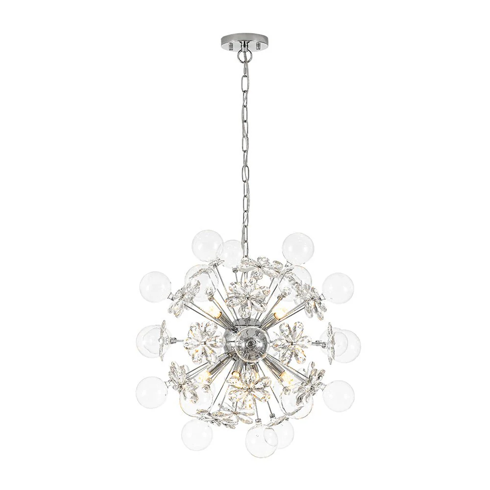 Sculptural Bloom Dandelion Crystal Floral Bubble Chandelier - Image 3