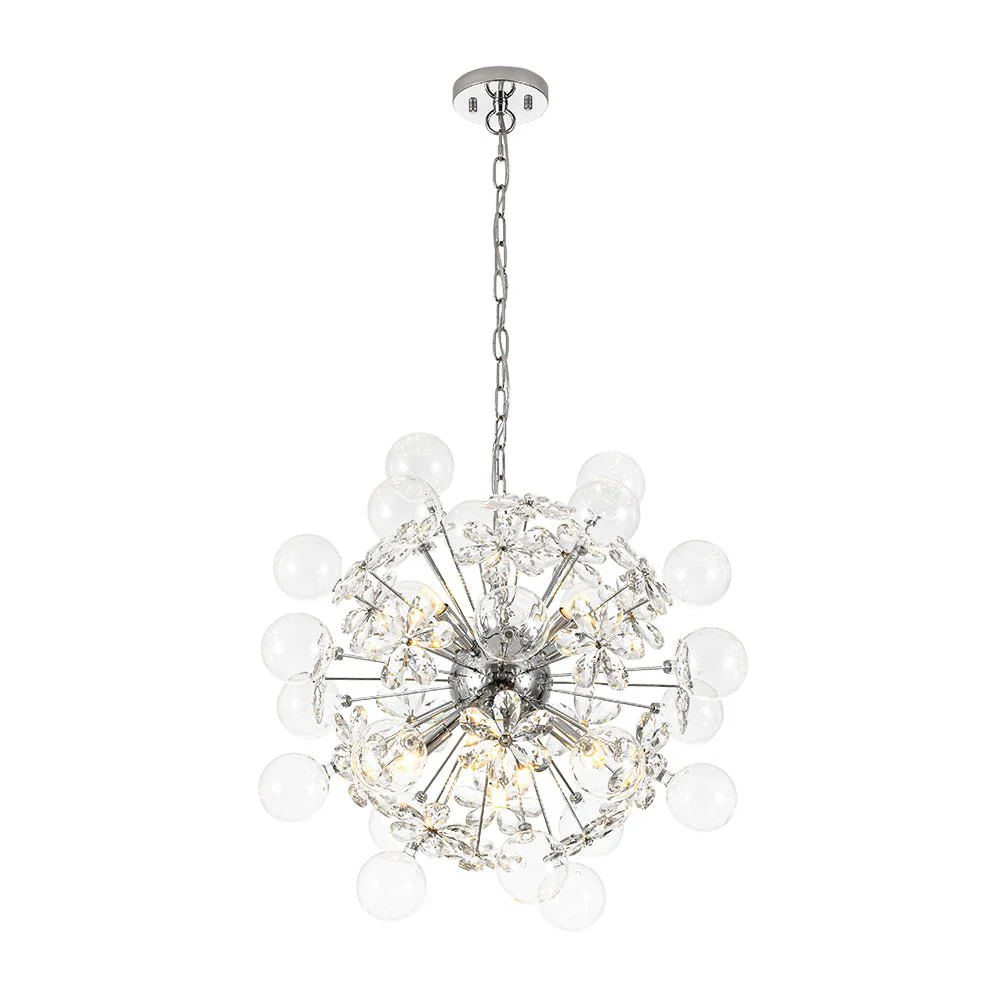 Sculptural Bloom Dandelion Crystal Floral Bubble Chandelier - Image 4