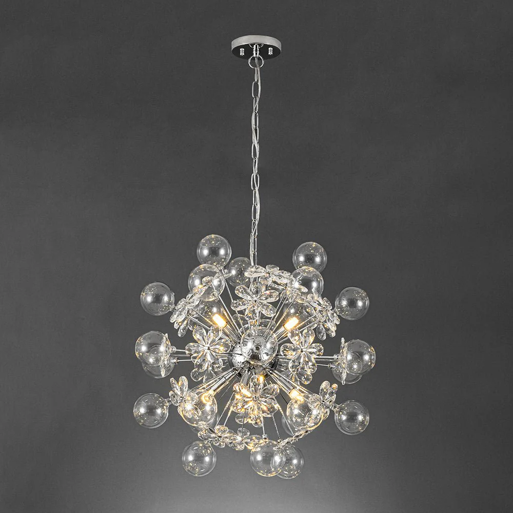 Sculptural Bloom Dandelion Crystal Floral Bubble Chandelier - Image 6