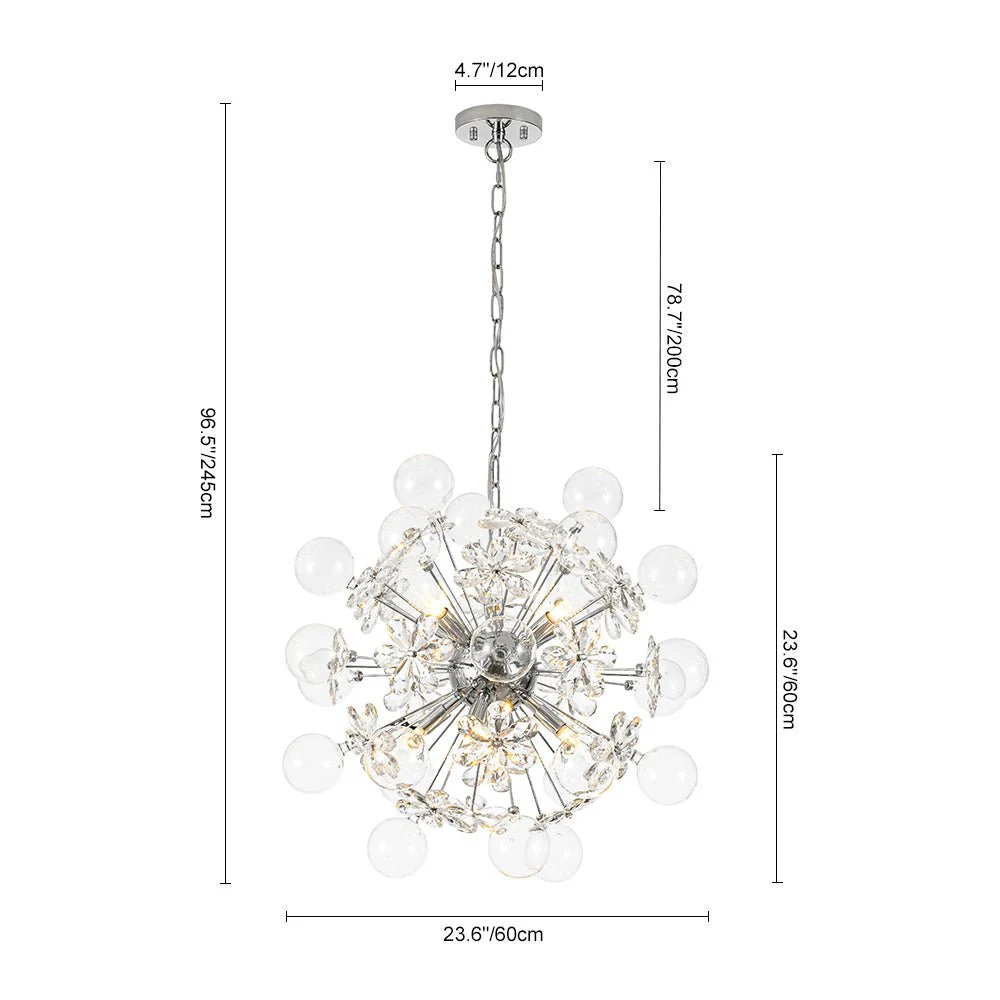 Sculptural Bloom Dandelion Crystal Floral Bubble Chandelier - Image 7