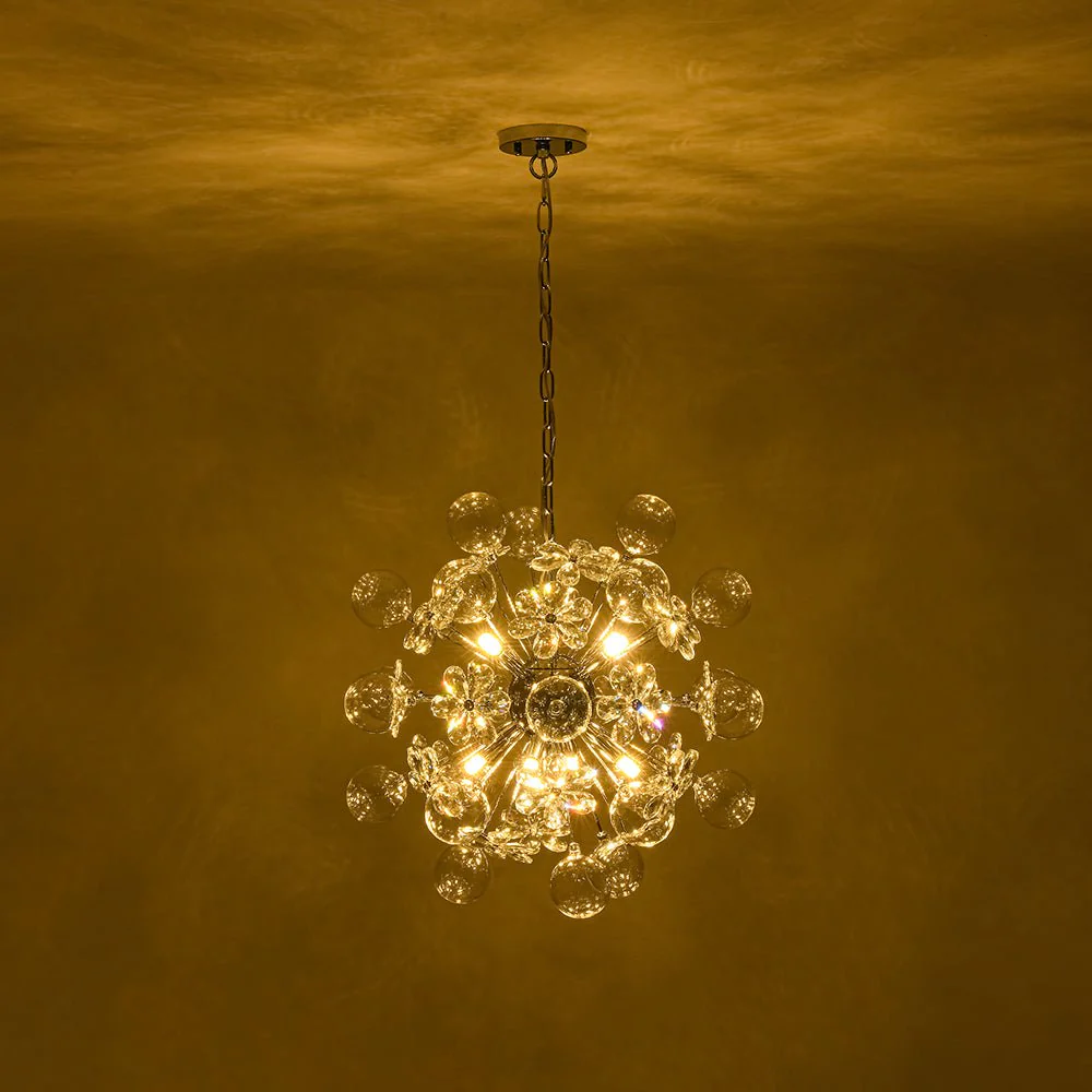 Sculptural Bloom Dandelion Crystal Floral Bubble Chandelier - Image 8