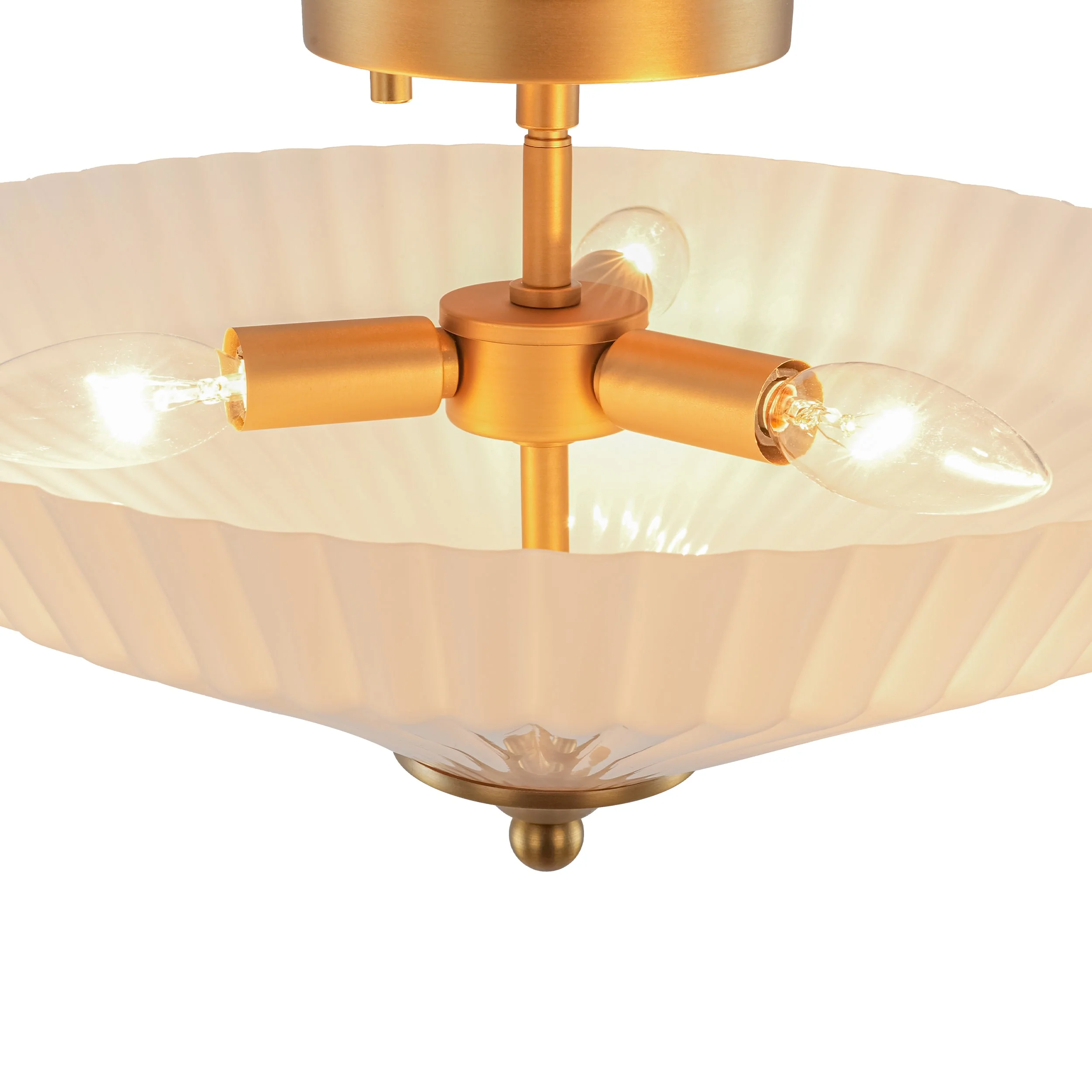Sculptural Shine Opal Glass Pleated Cone Semi Flush Mount - Image 11