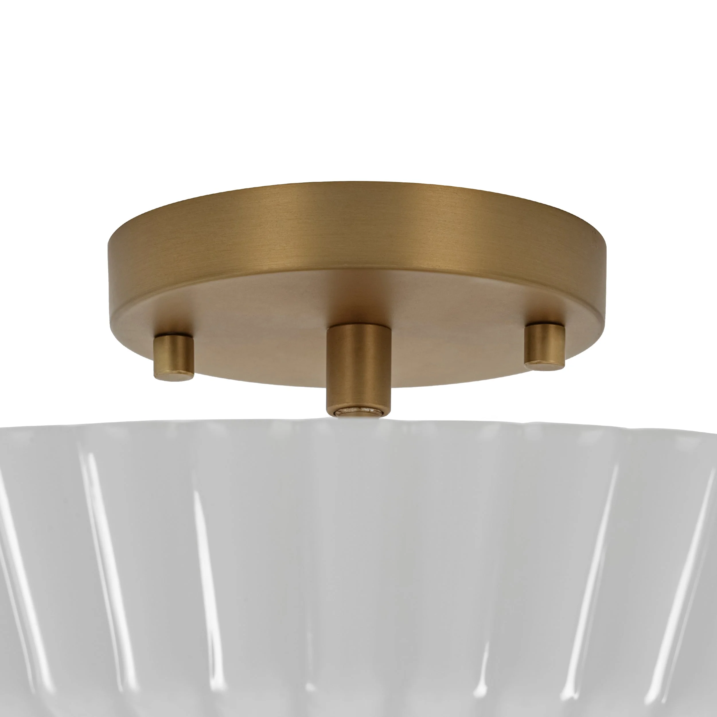 Sculptural Shine Opal Glass Pleated Cone Semi Flush Mount - Image 12
