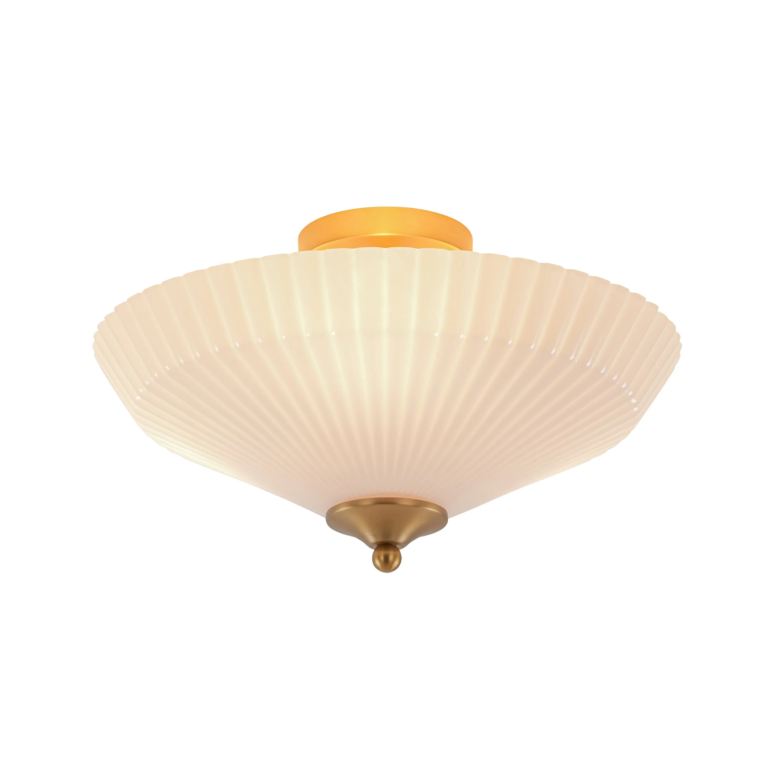 Sculptural Shine Opal Glass Pleated Cone Semi Flush Mount - Image 7