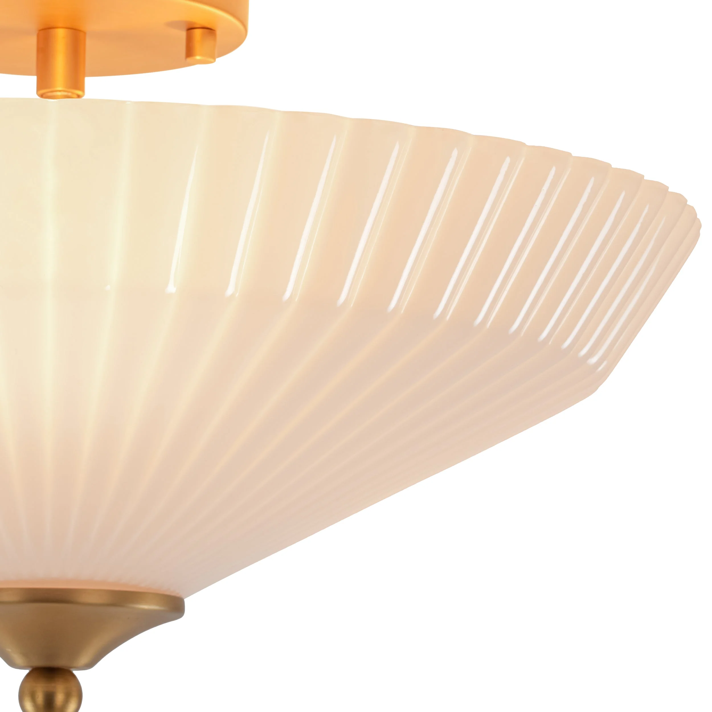 Sculptural Shine Opal Glass Pleated Cone Semi Flush Mount - Image 8