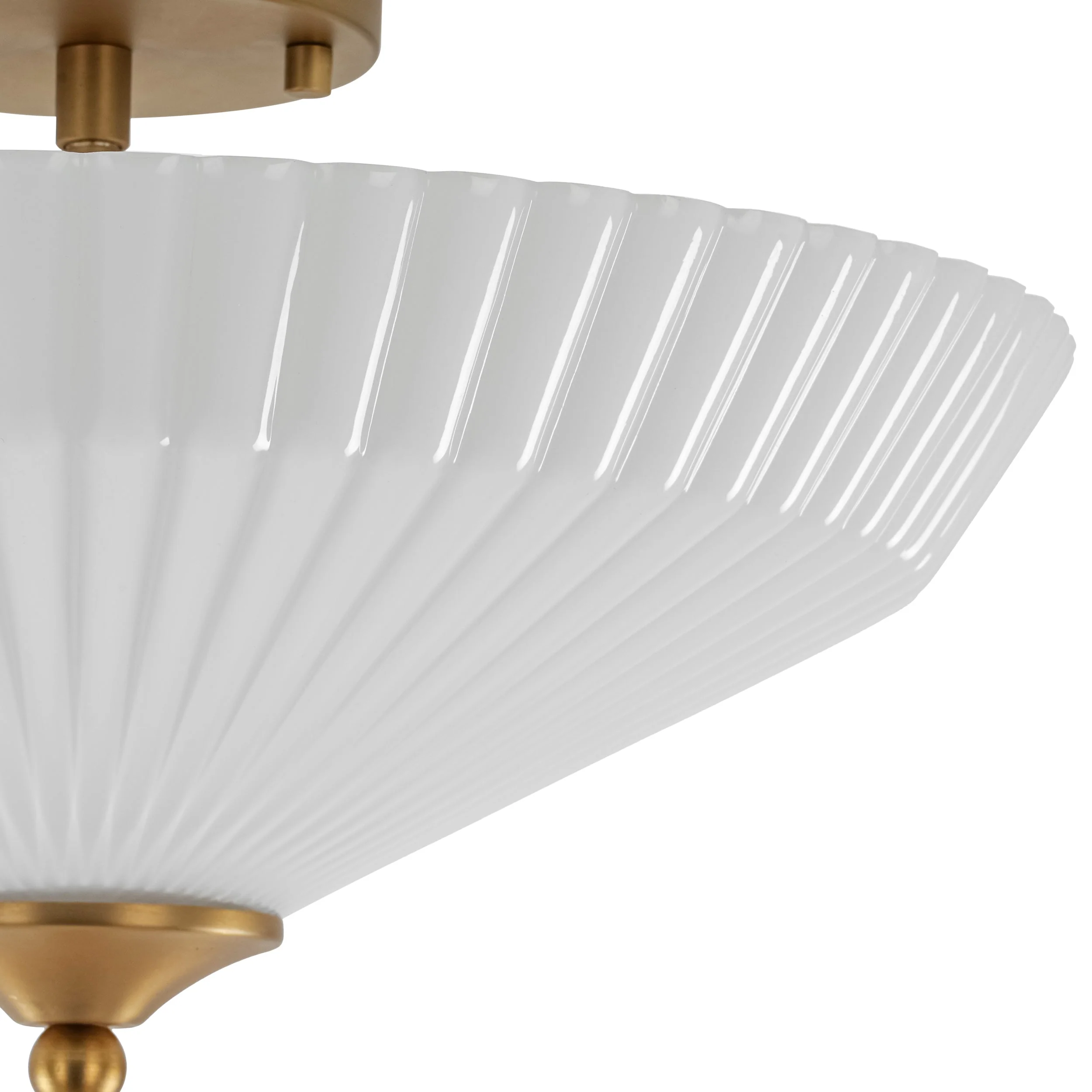 Sculptural Shine Opal Glass Pleated Cone Semi Flush Mount - Image 9