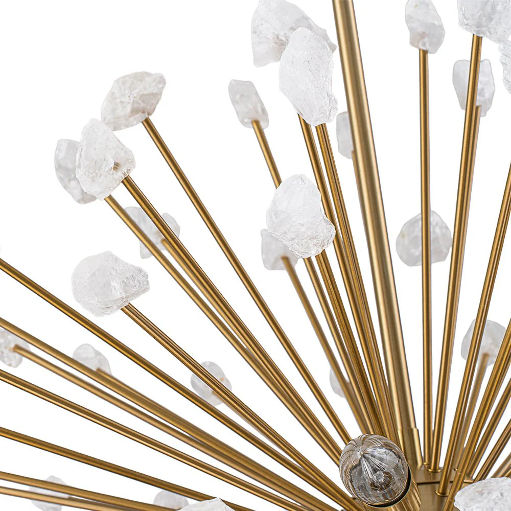 Sculptural Sunburst Bloom Frosted Quartz Dandelion Chandelier - Image 12