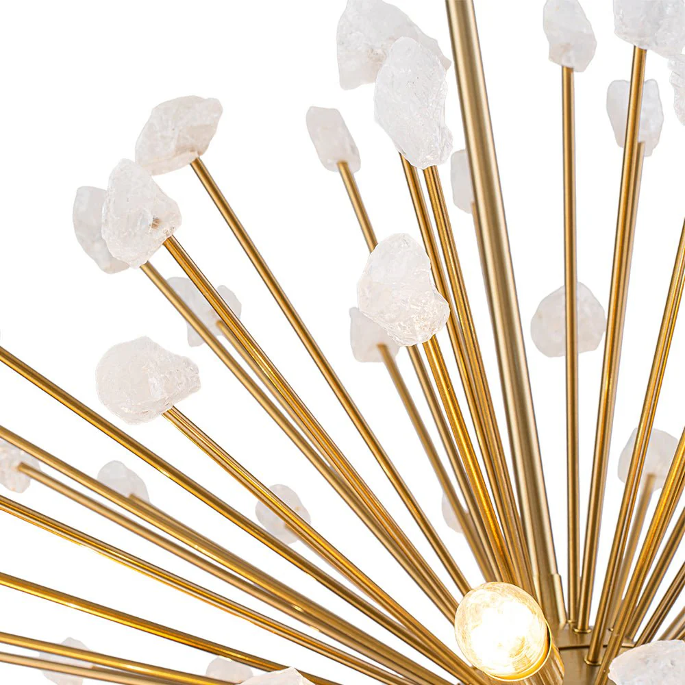 Sculptural Sunburst Bloom Frosted Quartz Dandelion Chandelier - Image 13
