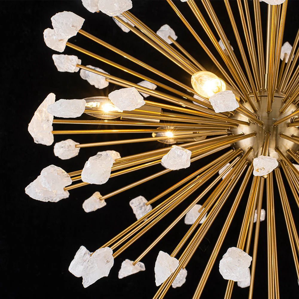 Sculptural Sunburst Bloom Frosted Quartz Dandelion Chandelier - Image 16