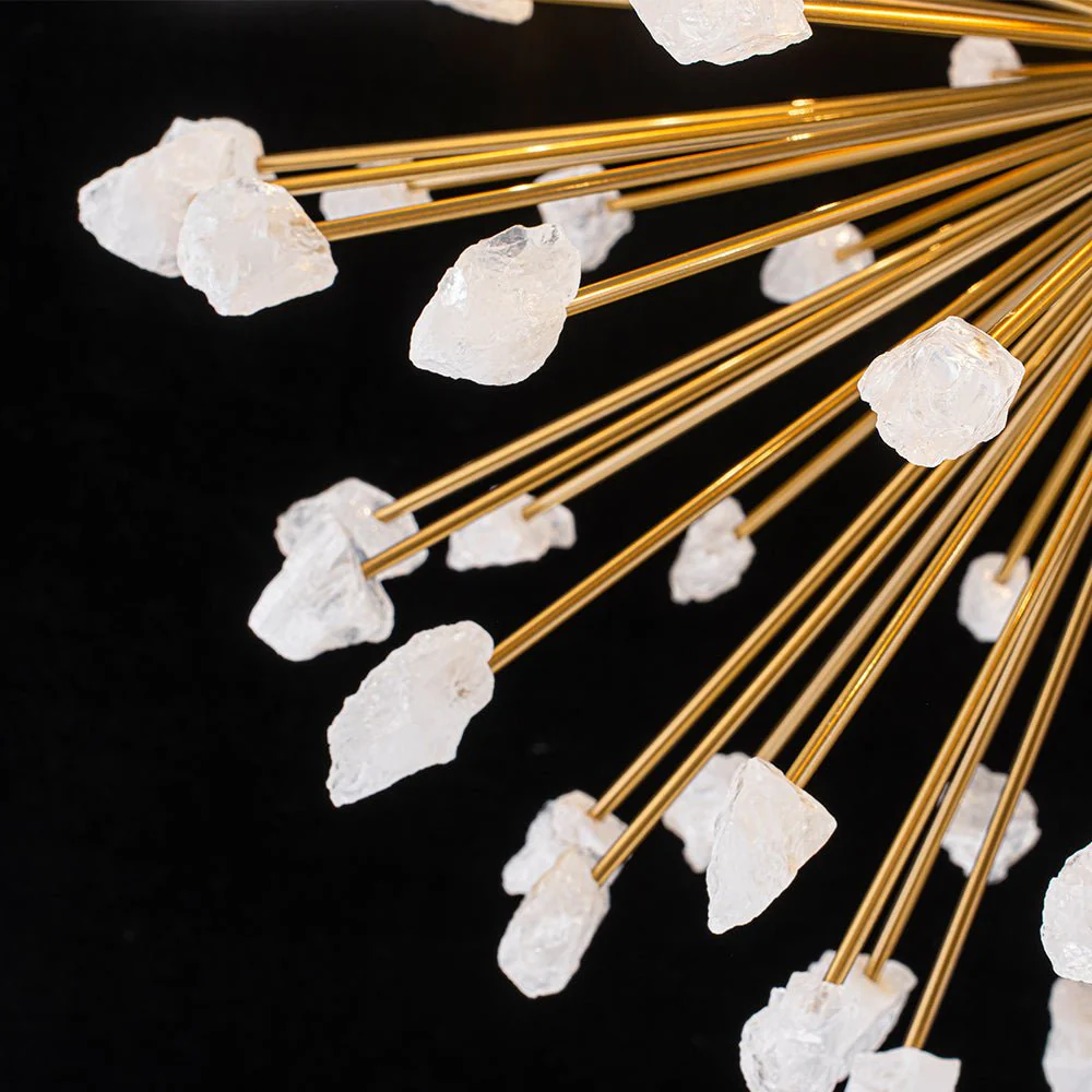 Sculptural Sunburst Bloom Frosted Quartz Dandelion Chandelier - Image 17