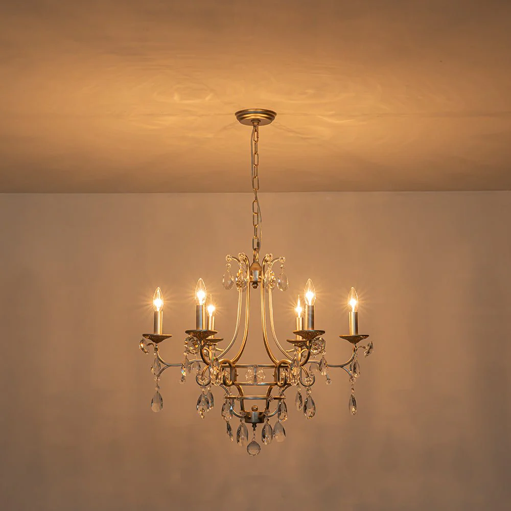 Shabby Chic 6-Light Crystal Empire Candle Chandelier - Image 10