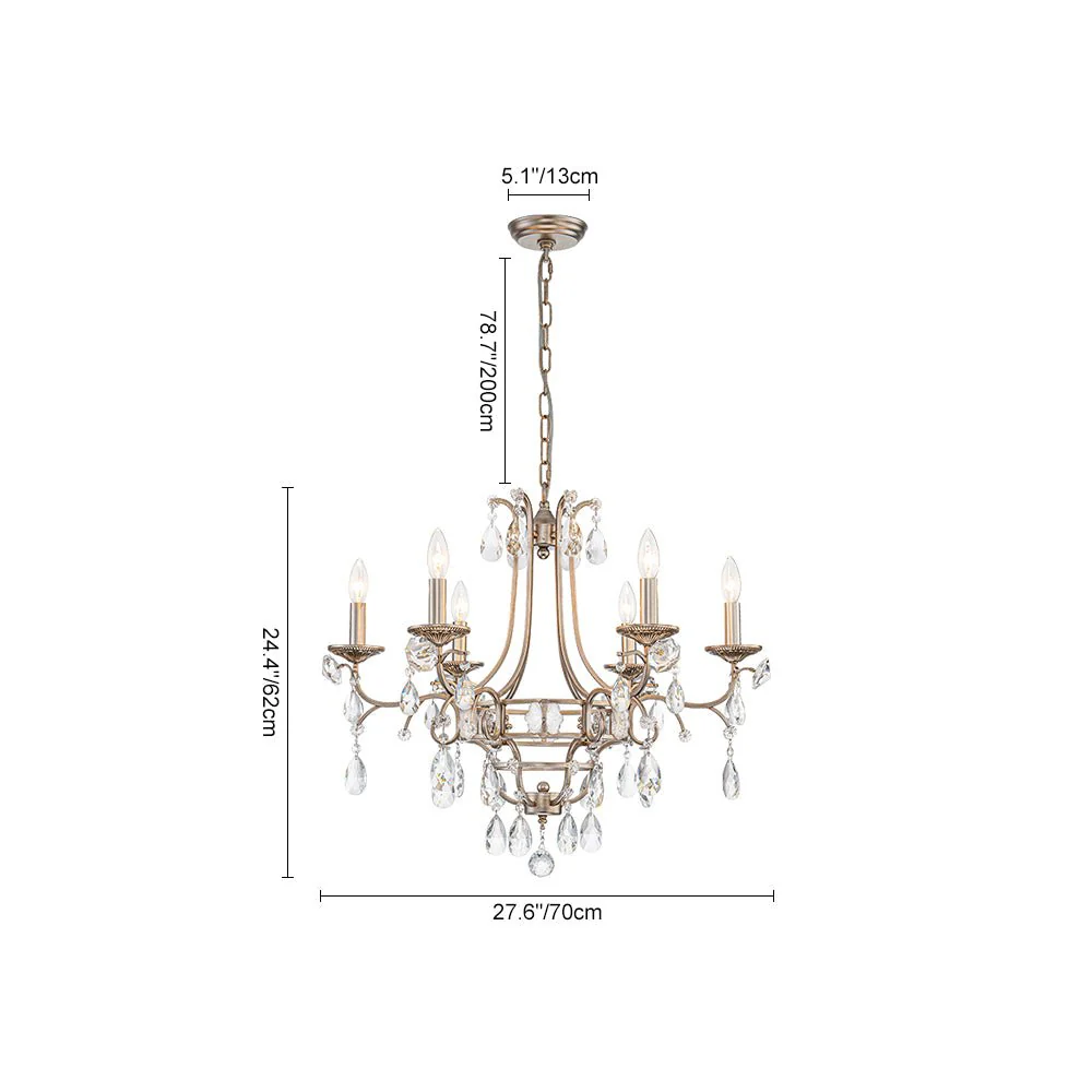 Shabby Chic 6-Light Crystal Empire Candle Chandelier - Image 11
