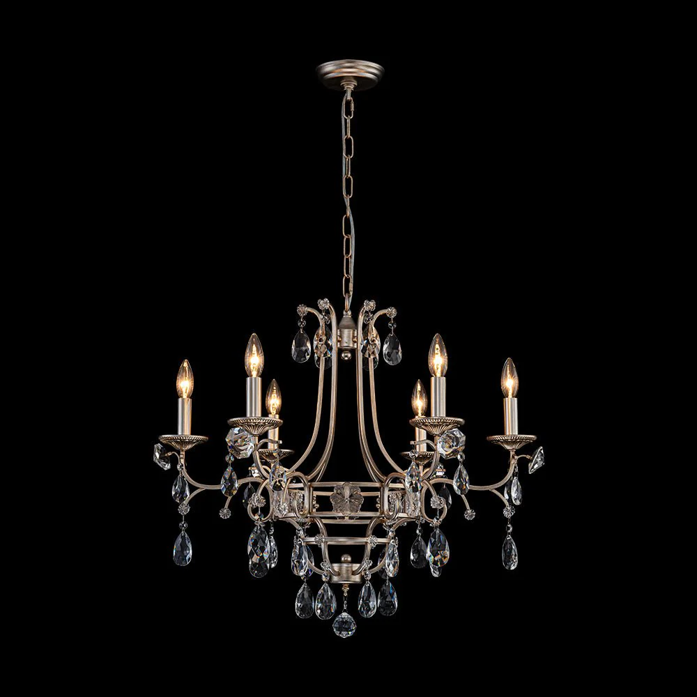 Shabby Chic 6-Light Crystal Empire Candle Chandelier - Image 3