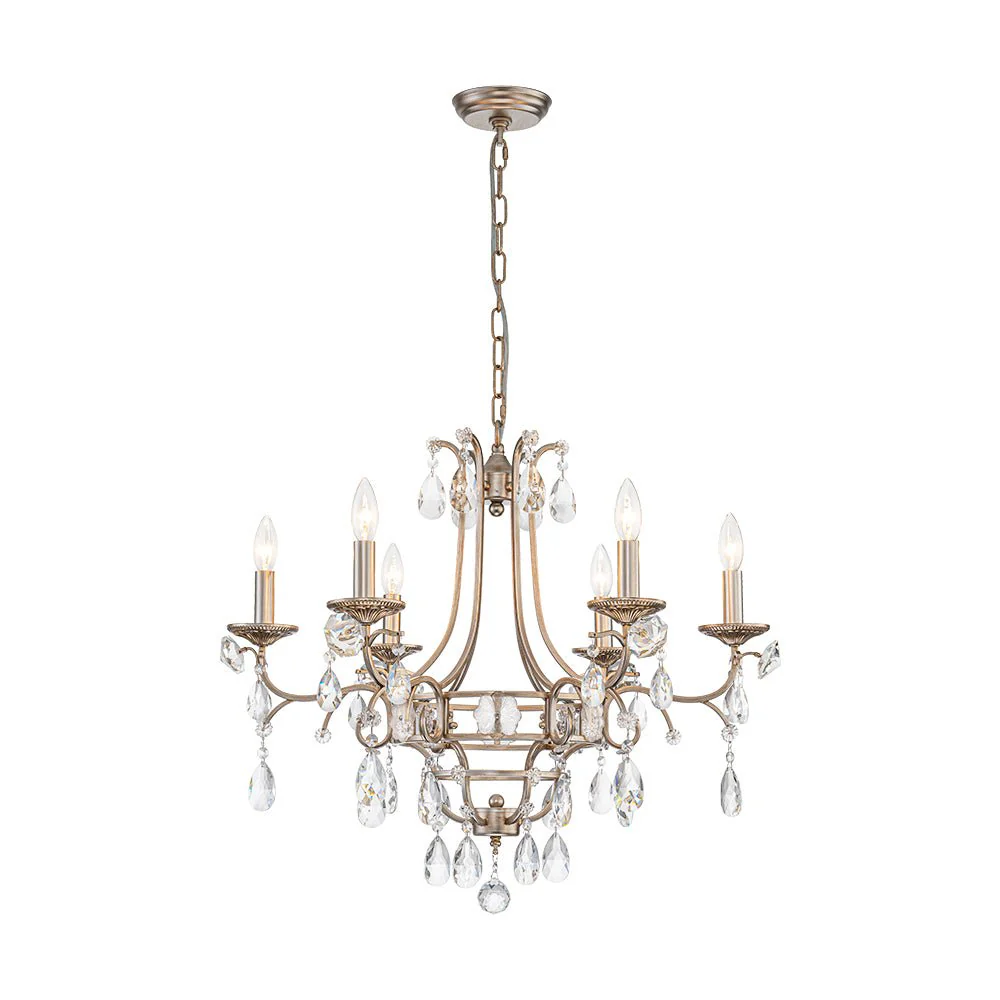 Shabby Chic 6-Light Crystal Empire Candle Chandelier - Image 5