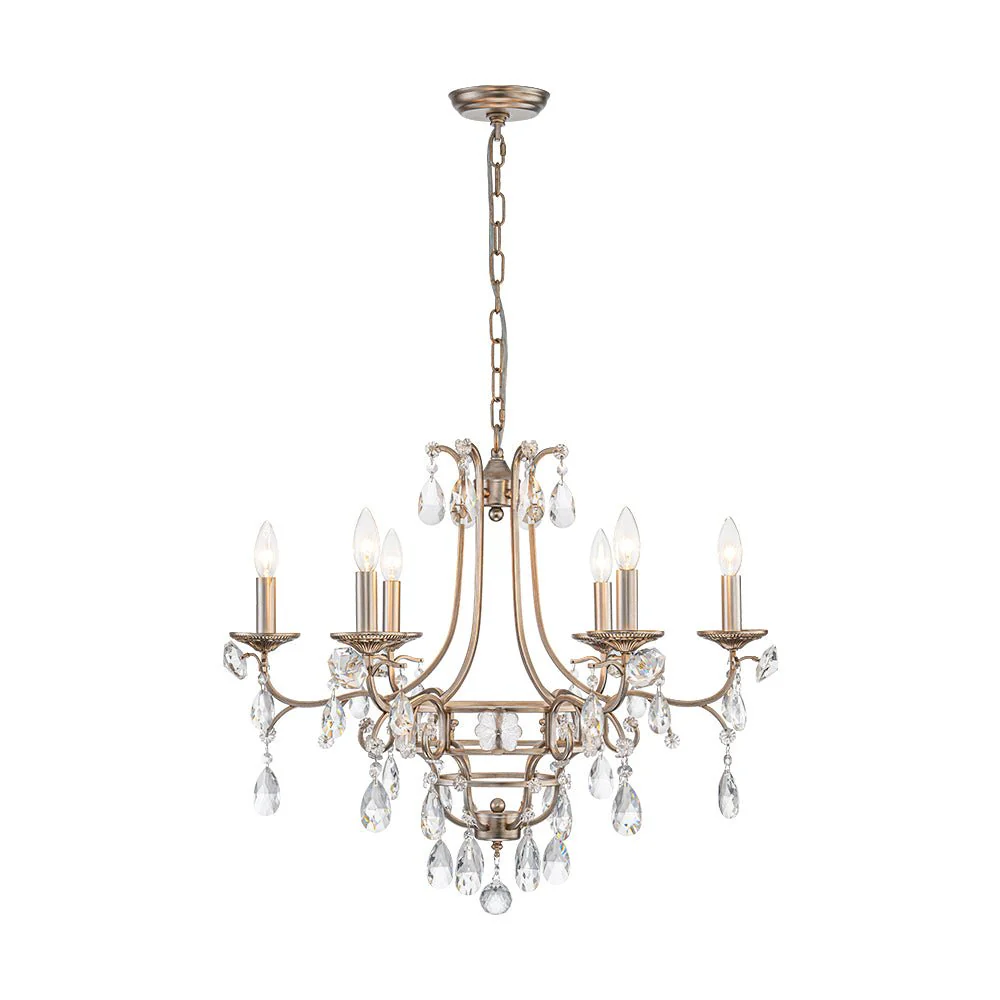 Shabby Chic 6-Light Crystal Empire Candle Chandelier - Image 6