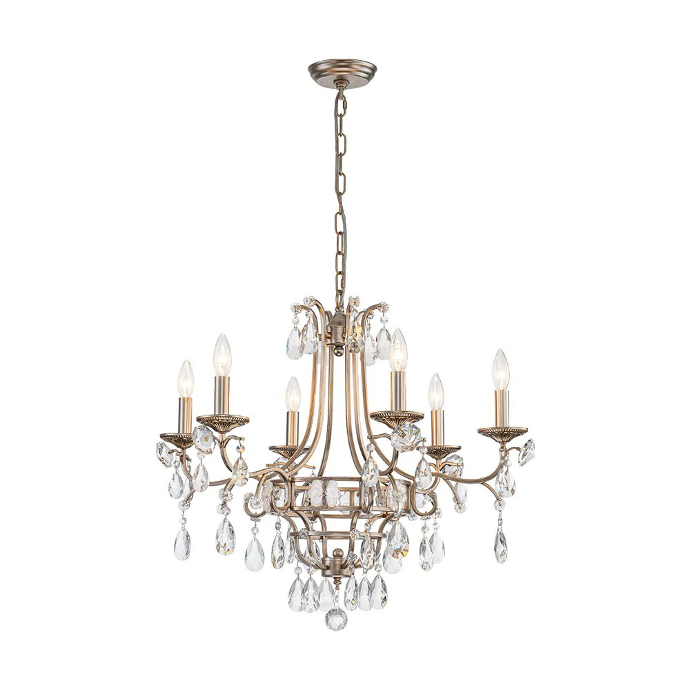 Shabby Chic 6-Light Crystal Empire Candle Chandelier - Image 7