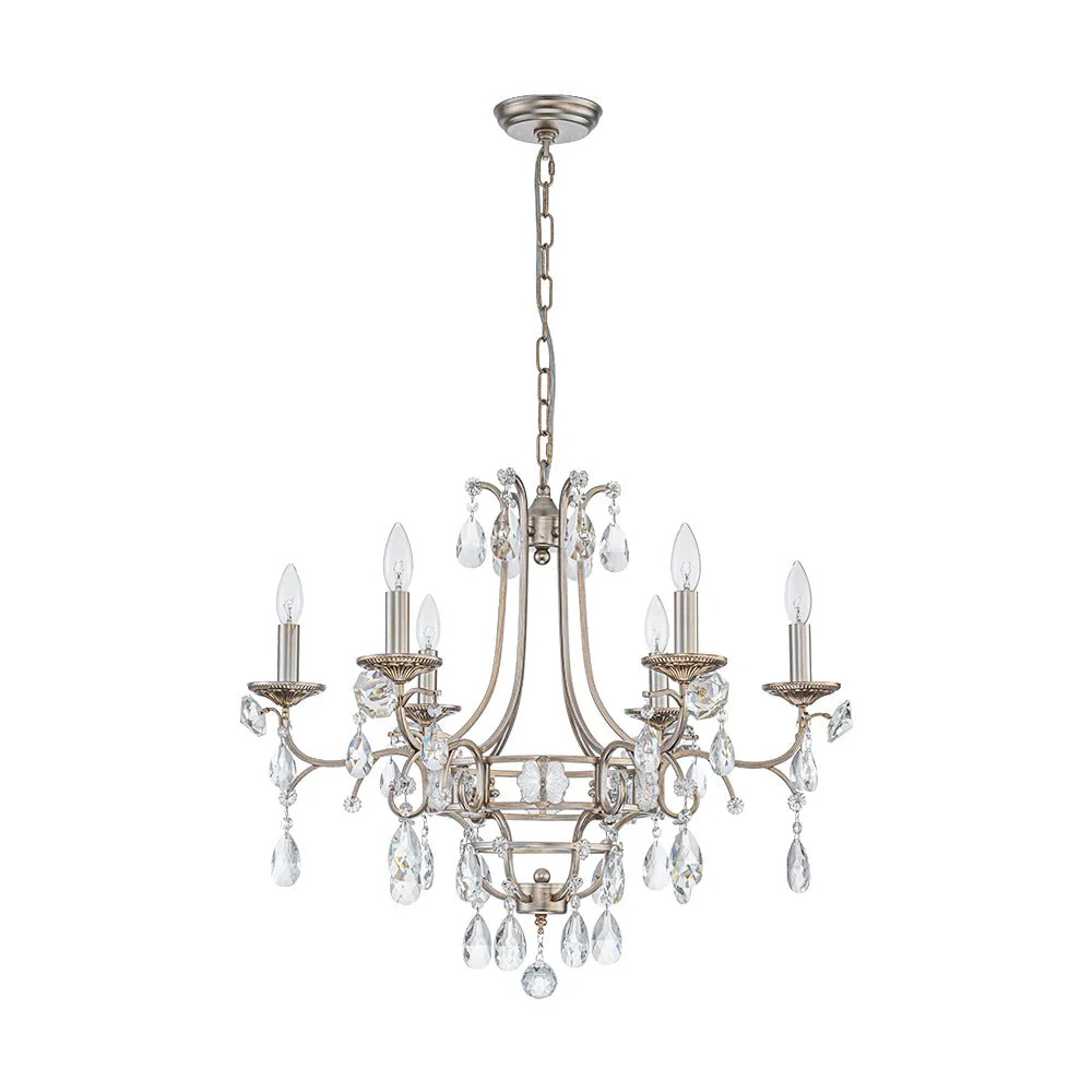 Shabby Chic 6-Light Crystal Empire Candle Chandelier - Image 8