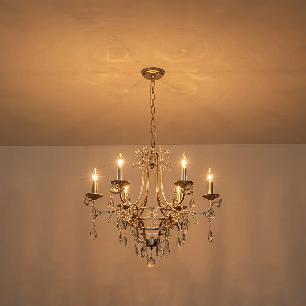 Shabby Chic 6-Light Crystal Empire Candle Chandelier - Image 9