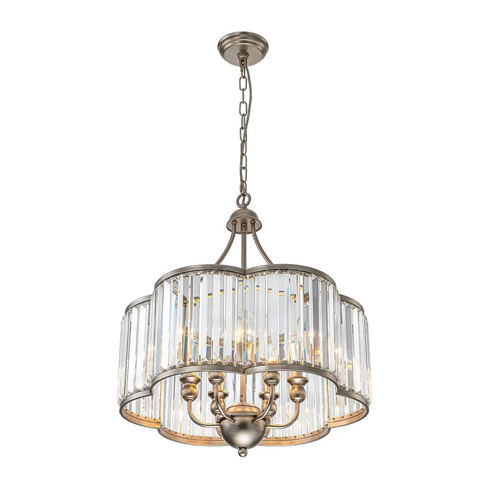 Shabby Chic Antique Silver Crystal Cage Pendant Light - Image 10