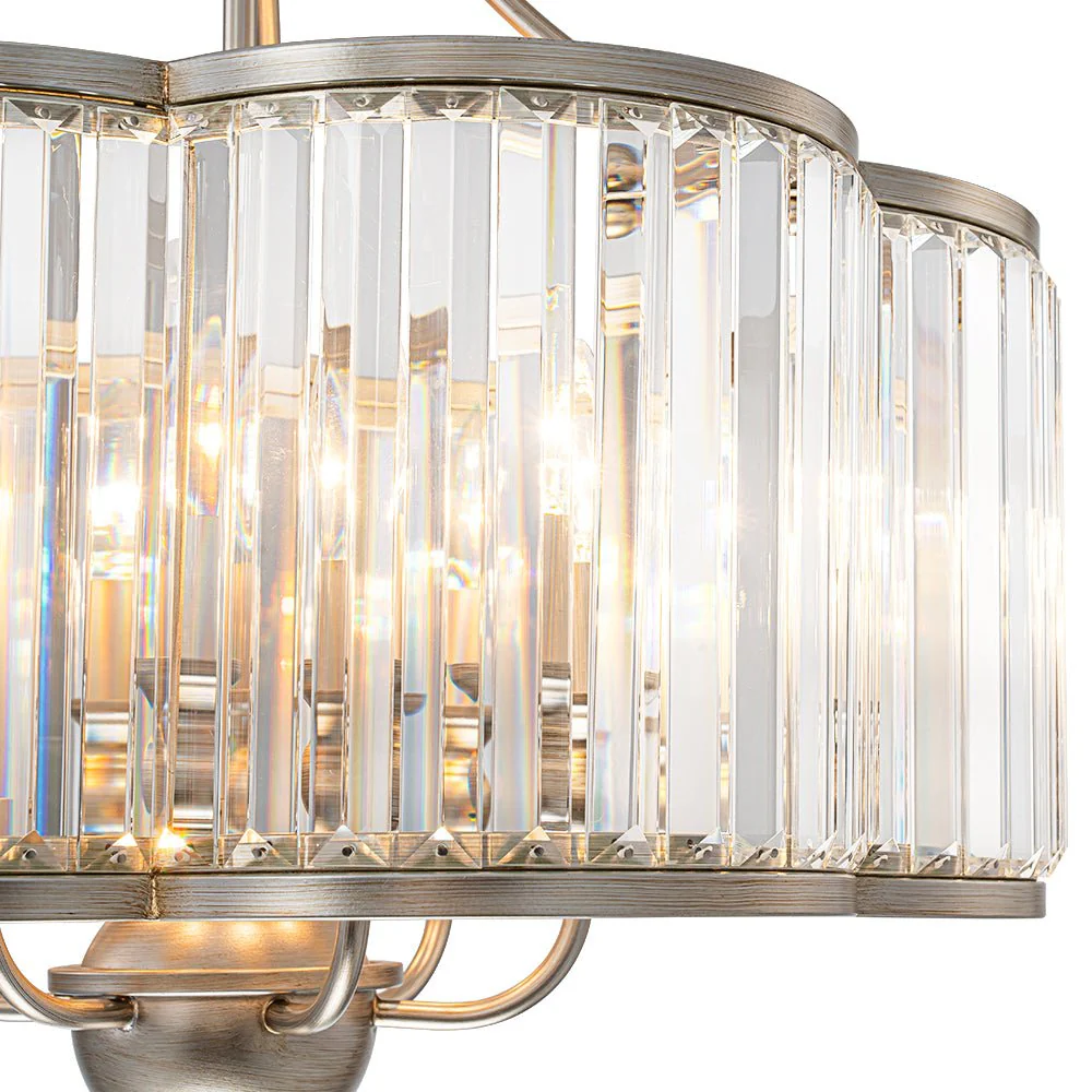 Shabby Chic Antique Silver Crystal Cage Pendant Light - Image 12