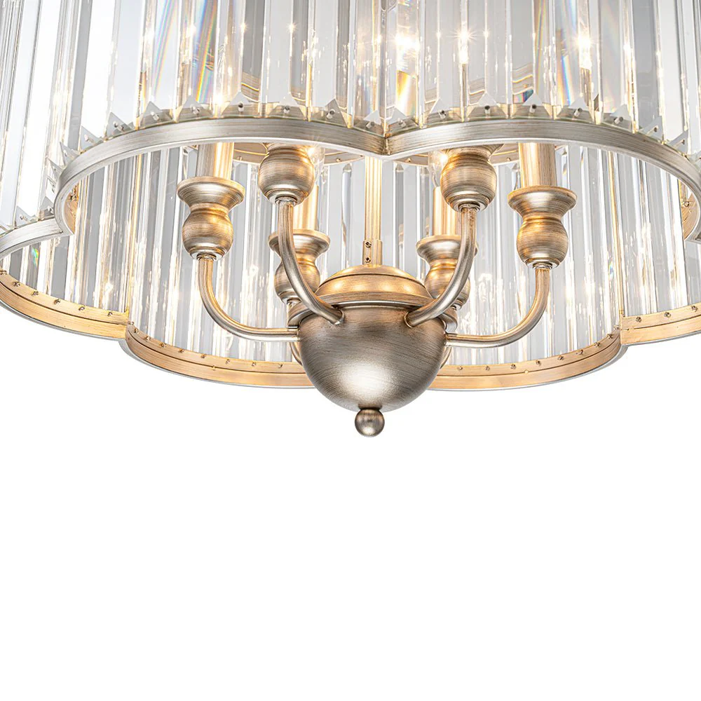 Shabby Chic Antique Silver Crystal Cage Pendant Light - Image 13