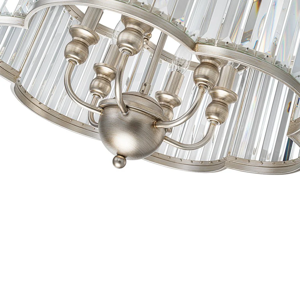 Shabby Chic Antique Silver Crystal Cage Pendant Light - Image 14