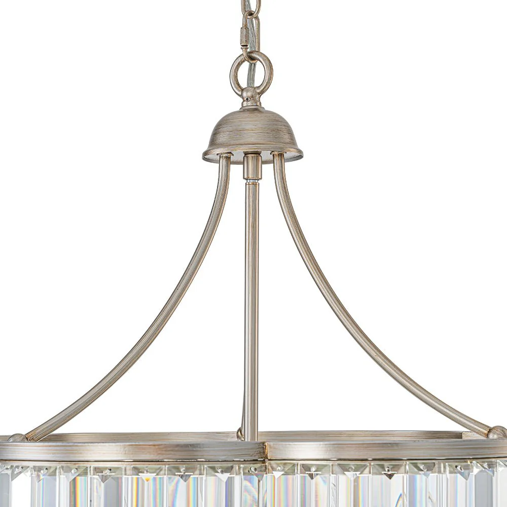 Shabby Chic Antique Silver Crystal Cage Pendant Light - Image 15